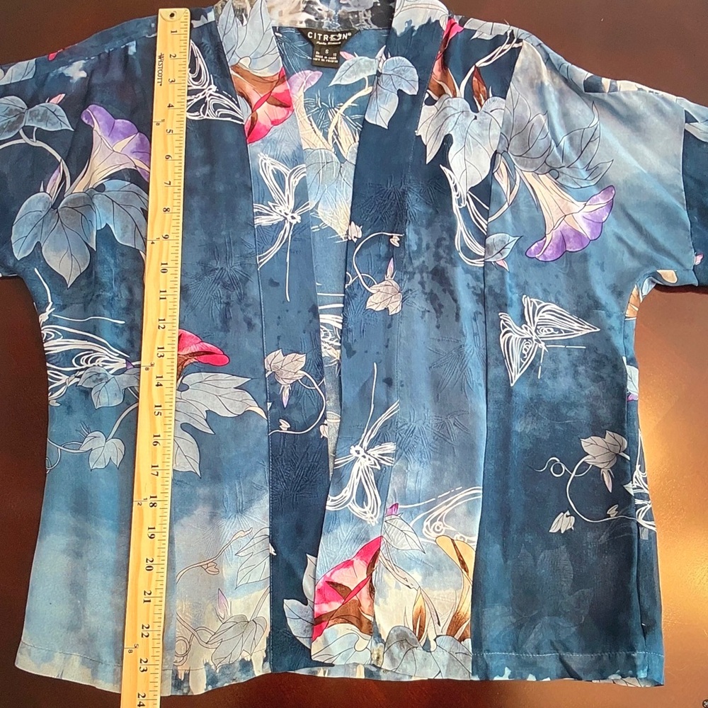 Citron Blue Floral Sheer Kimono - Picture 9 of 9